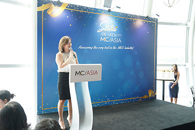 Irene Chua, Northstar Meetings Group's vice president/group publisher, Asia, spoke at the inaugural M&C Asia Stella Awards 2019.