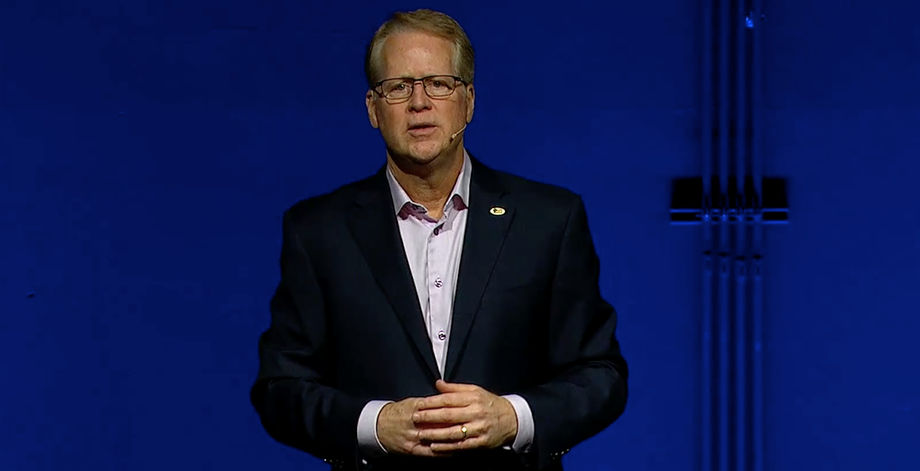 MPI president and CEO Paul Van Deventer addresses the remote audience at the 2020 World Education Congress.