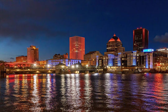 Visit Rochester Skyline at Night Lead Image