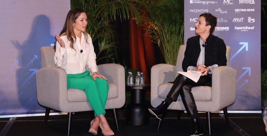 Fitness expert Emma Lovewell (left) discussed her travels and more with Northstar's vice president and content director, Loren Edelstein.