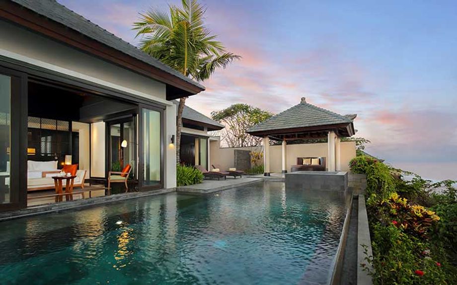 Banyan Tree Ungasan offers two- and three-bedroom pool villas, each offering an outdoor garden, infinity pool, smaller jet pool and more.