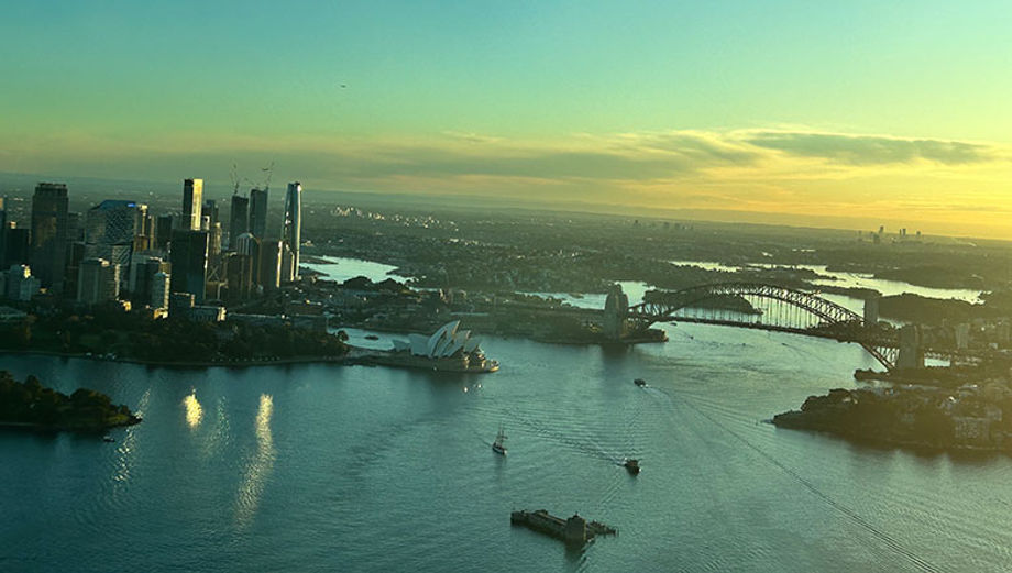 Over Sydney Harbour in a seaplane