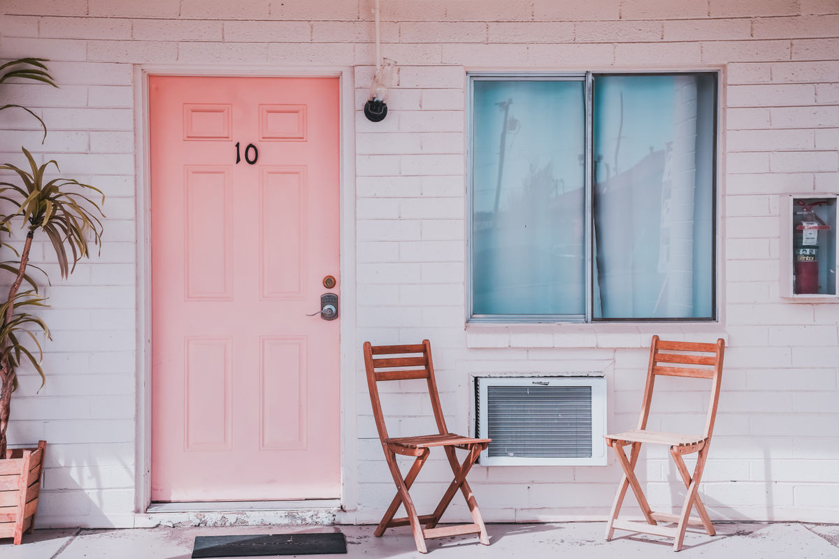 Pink modern motel room featured in the PhocusWire STRUT article