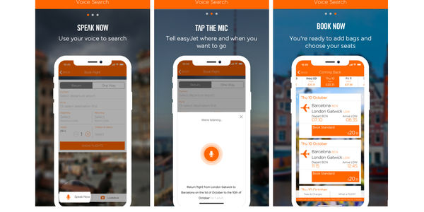 Travelport EasyJet voice search in app