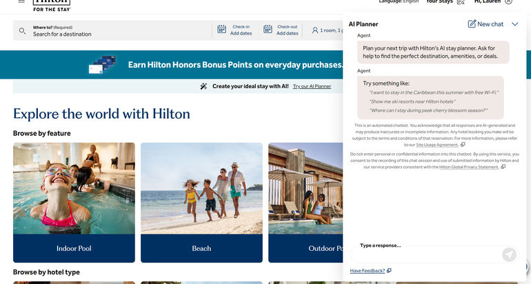 Hilton rolls out AI trip-planning tool