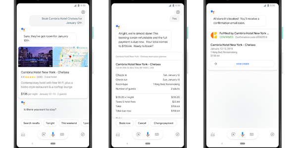 Google Assistant hotel booking flight check-in