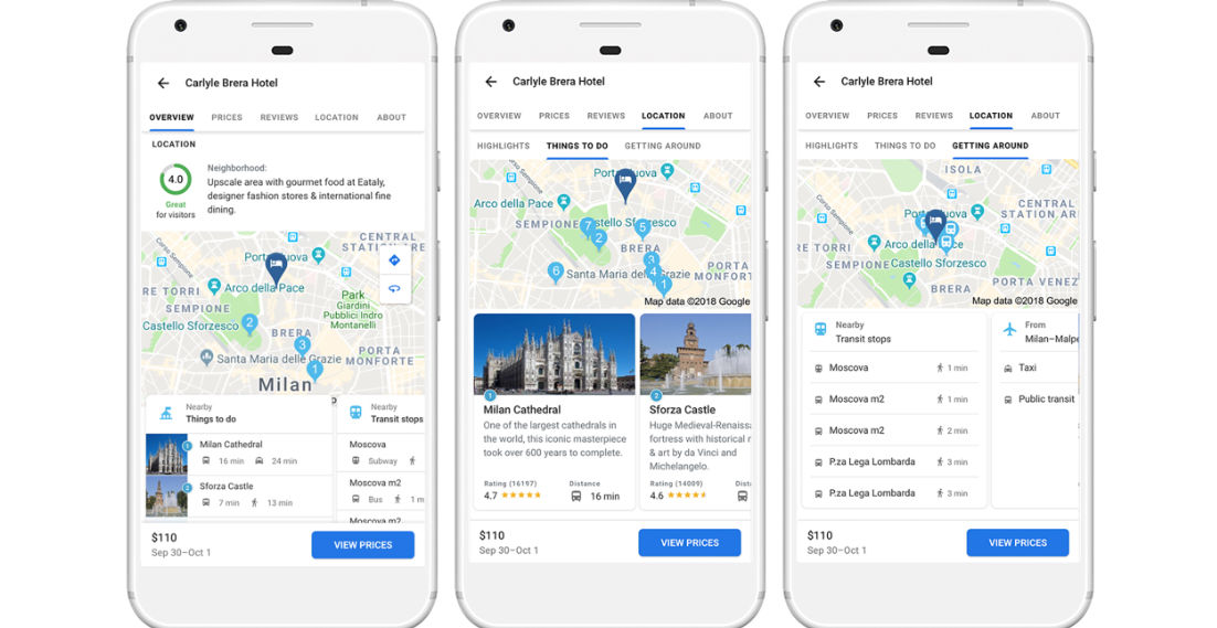 Google new travel tools October 2018