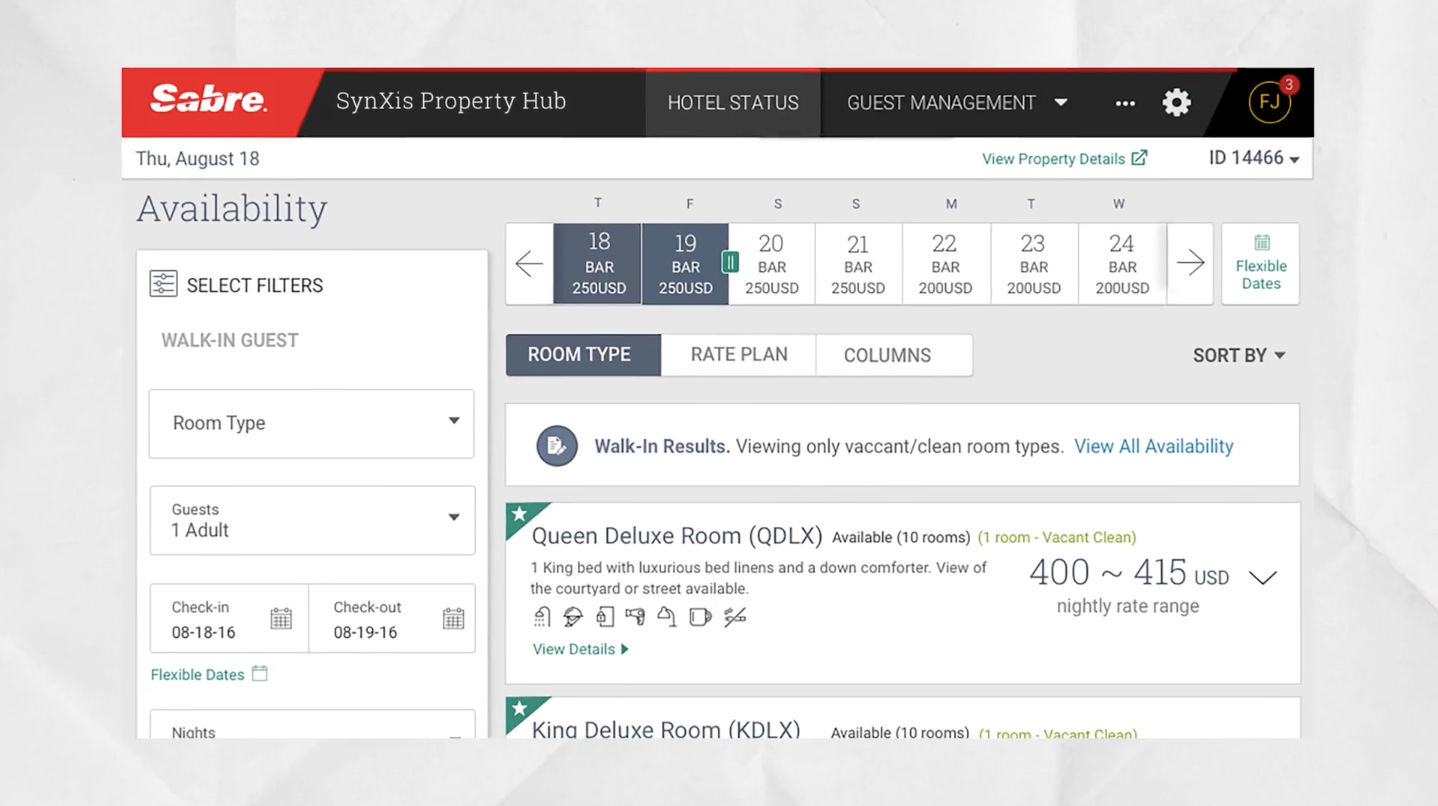 sabre synxis property hub