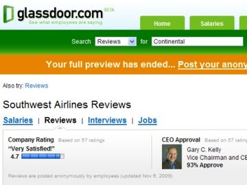 Glassdoor's employee generated content picks Southwest Airlines as best place to work