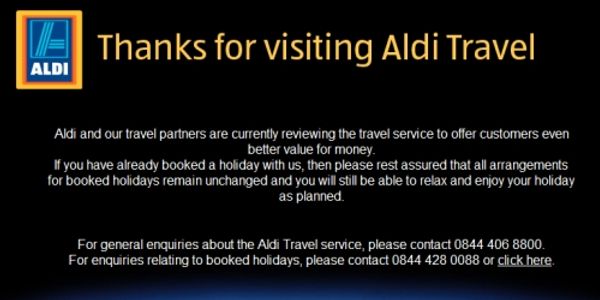 Aldi axes travel website after just 12 months