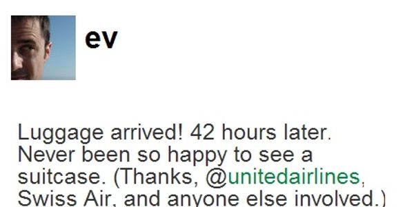 Twitter CEO rejoices -- bags finally arrive from United Airlines 42 hours late