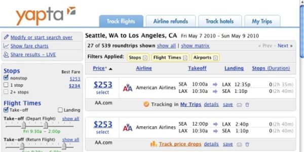 Track this: Yapta gets Kayak search, Kayak gets Yapta price tracking