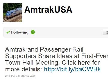 All aboard -- Amtrak set to rail about this or that on Twitter