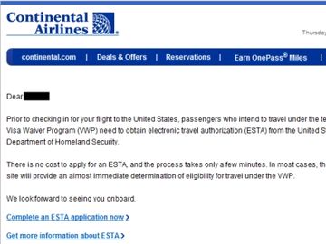 Continental sends important email blast, recipients around the world confused