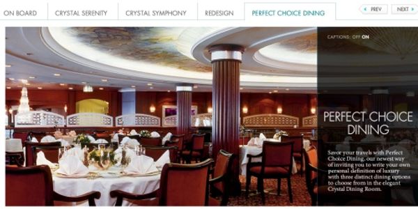Crystal Cruises to unveil online planning center for dining reservations