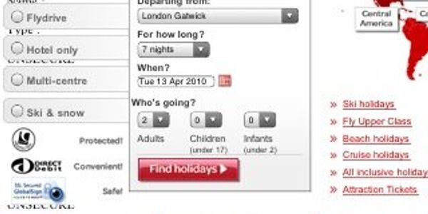 Virgin Holidays mobile web security error message just a blip