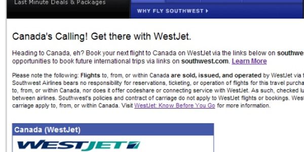 The terminator -- Southwest to quash WestJet codeshare agreement