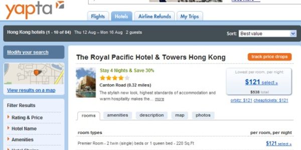 Yapta partners with Booking.com to supplement Orbitz hotel search