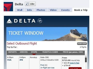 Delta beats EasyJet as first airline to offer booking engine within Facebook