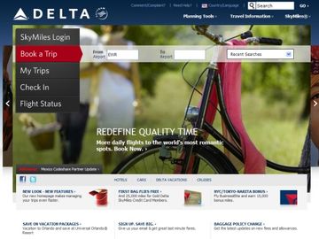 Delta Air Lines redesigns homepage, the rest of the site will have to wait