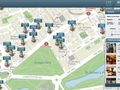 Sim City-type map with live hotel prices, booking and chat