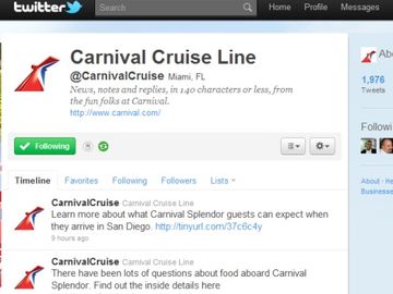 Carnival Splendor -- Carnival tweets, cruise director blogs