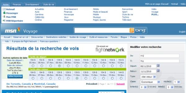 MSN.ca taps Flight Network for search