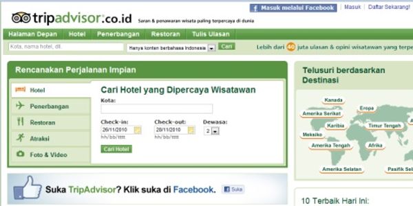 TripAdvisor opens site for Indonesia