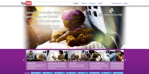 Air New Zealand shows how to spruce up YouTube channel pages