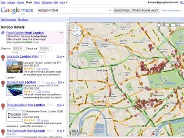 Google Maps with hotel prices and date search now running in the UK