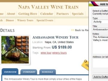 Tour and activity booking engine integrates trip-planning widget