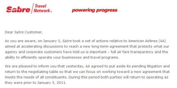 Sabre urges customers to keep pressure on American Airlines