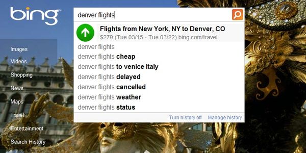 Bing launches Autosuggest Flight Prices naturally