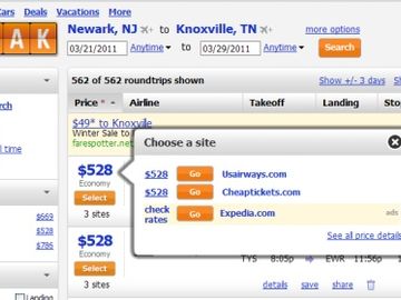 Expedia is back in Kayak flight search results