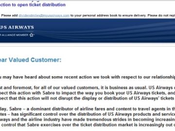 US Airways to travel agents: We're leveling the playing field with Sabre