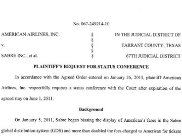 Not friends, but American Airlines wants Sabre status update