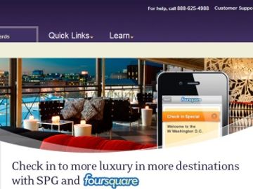 Starwood Hotels offers Starpoints and free stays for foursquare check-ins