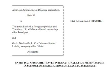 Sabre files antitrust claim against American Airlines in Travelport suit