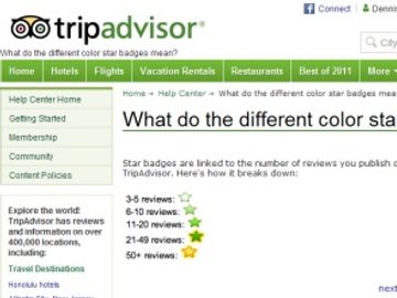 TripAdvisor begins handing out badges to reviewers