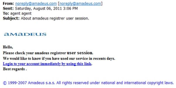 Amadeus warns agents following phishing email scare