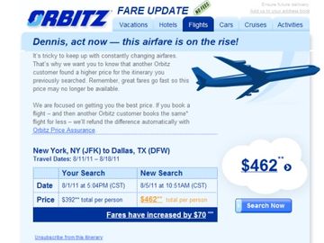 Email marketing -- Orbitz and Delta provide lots of assurance