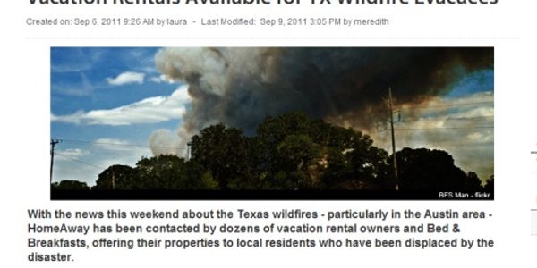 HomeAway lists discounted vacation rentals for victims of Vermont floods, Texas wildfires