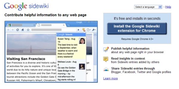 Social Web overtakes Google Sidewiki