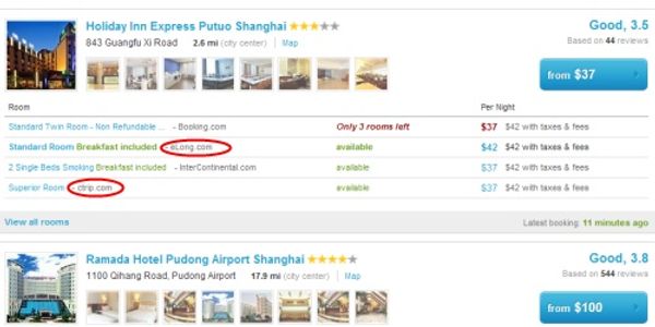 Ctrip and eLong competing head to head in HotelsCombined
