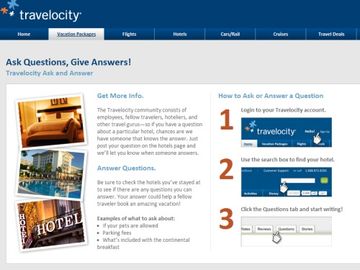 Travelocity debuts hotel questions and answers with lots of stipulations