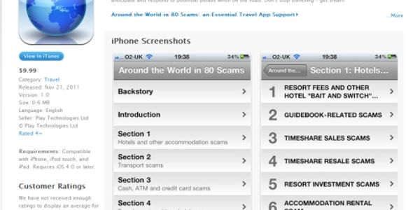 Travel scam app developed for iPhone