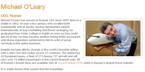 Only the CEO of Ryanair would have a biography like this