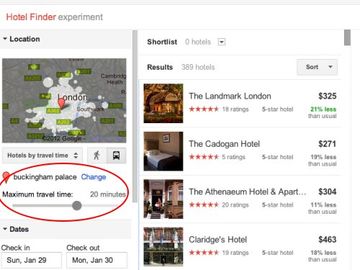 Google Hotel Finder distances itself from Hipmunk with transit data
