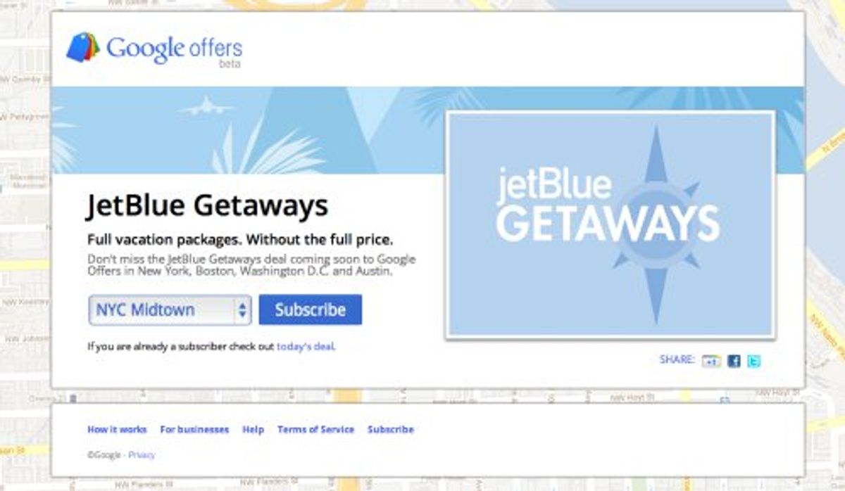Google Offers expanding with JetBlue on board as national advertiser