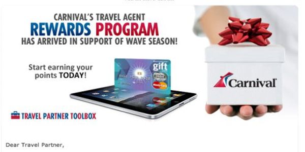 Carnival rewards cruise agents for online bookings and Spirit Cruises offers miles